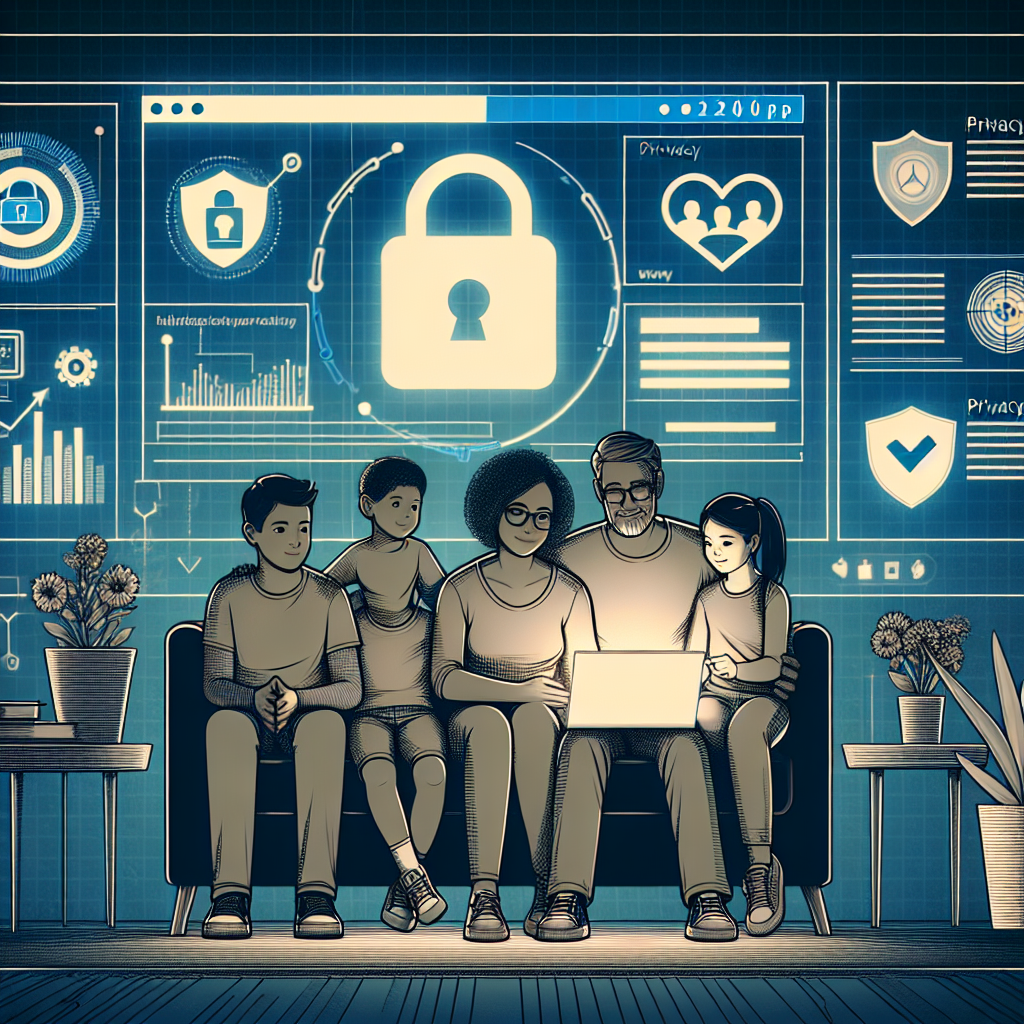 Illustration of privacy shield icon on screen in a digital security interface setting, with a creative mood.