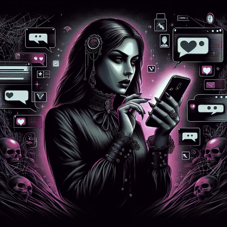 Illustration of woman using smartphone safely in a private messaging screens setting, with a determined mood.
