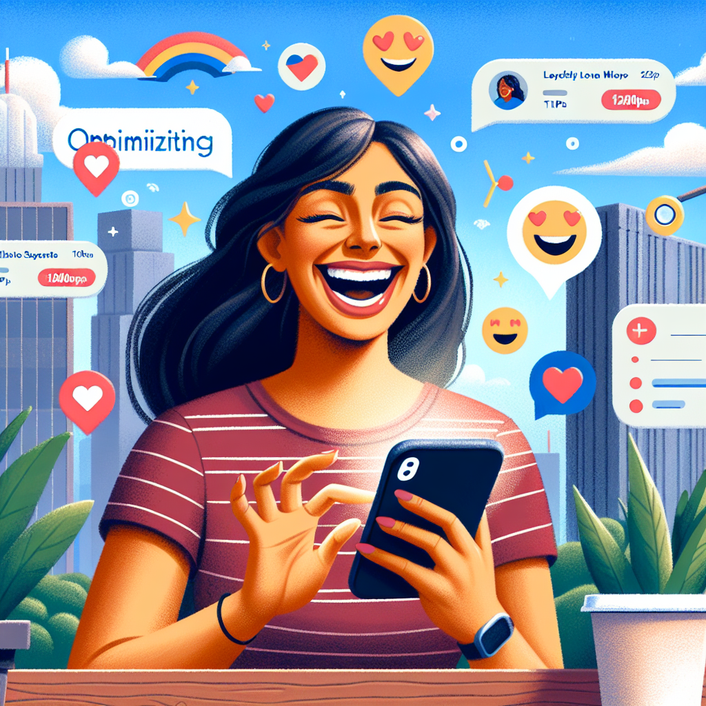 Illustration of woman using smartphone safely in a smartphone close-up setting, with a happy mood.