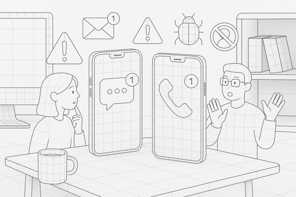Illustration of illustration of second phone line in a minimal tech workspace setting, with a creative mood.