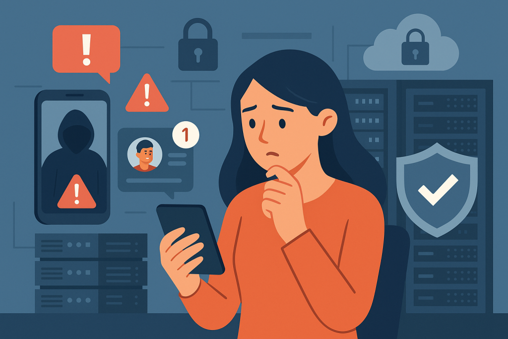 Illustration of illustration of second phone line in a cybersecurity server room setting, with a focused mood.